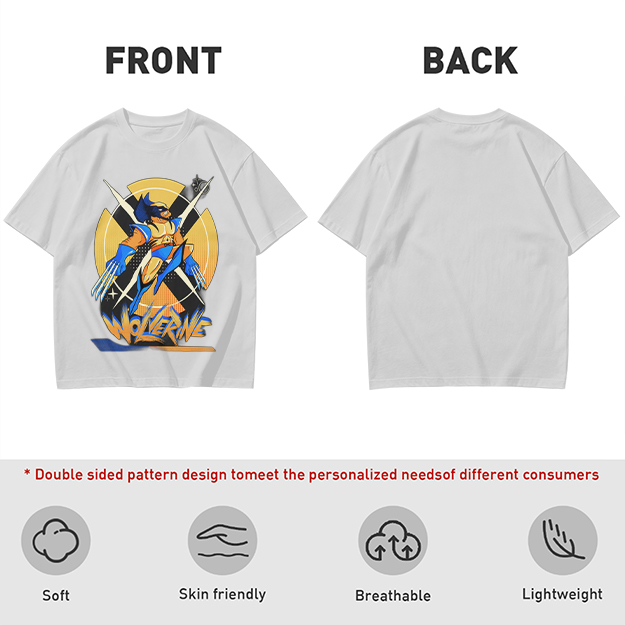 Olive Wolverine Graphic T-Shirt Featuring X-Men Symbol Art