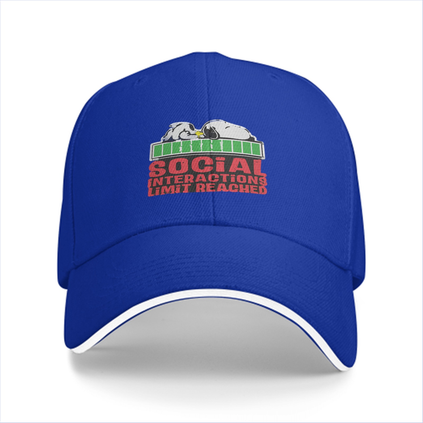 Black baseball cap with social interactions limit reached graphic