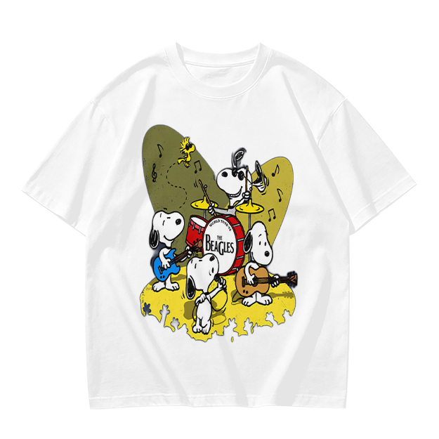 Olive T-Shirt Featuring Snoopy Band Playing Music