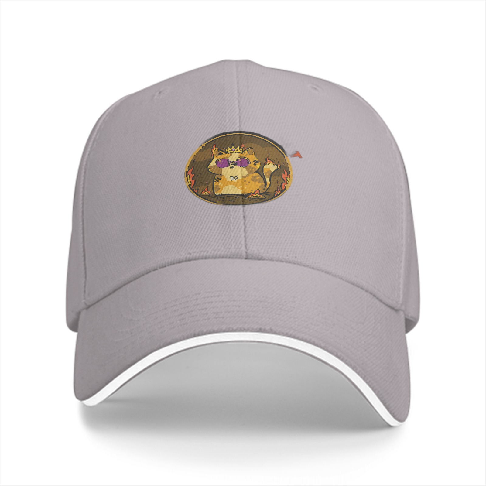 Black Baseball Cap With Cool Demon Cat Graphic Print