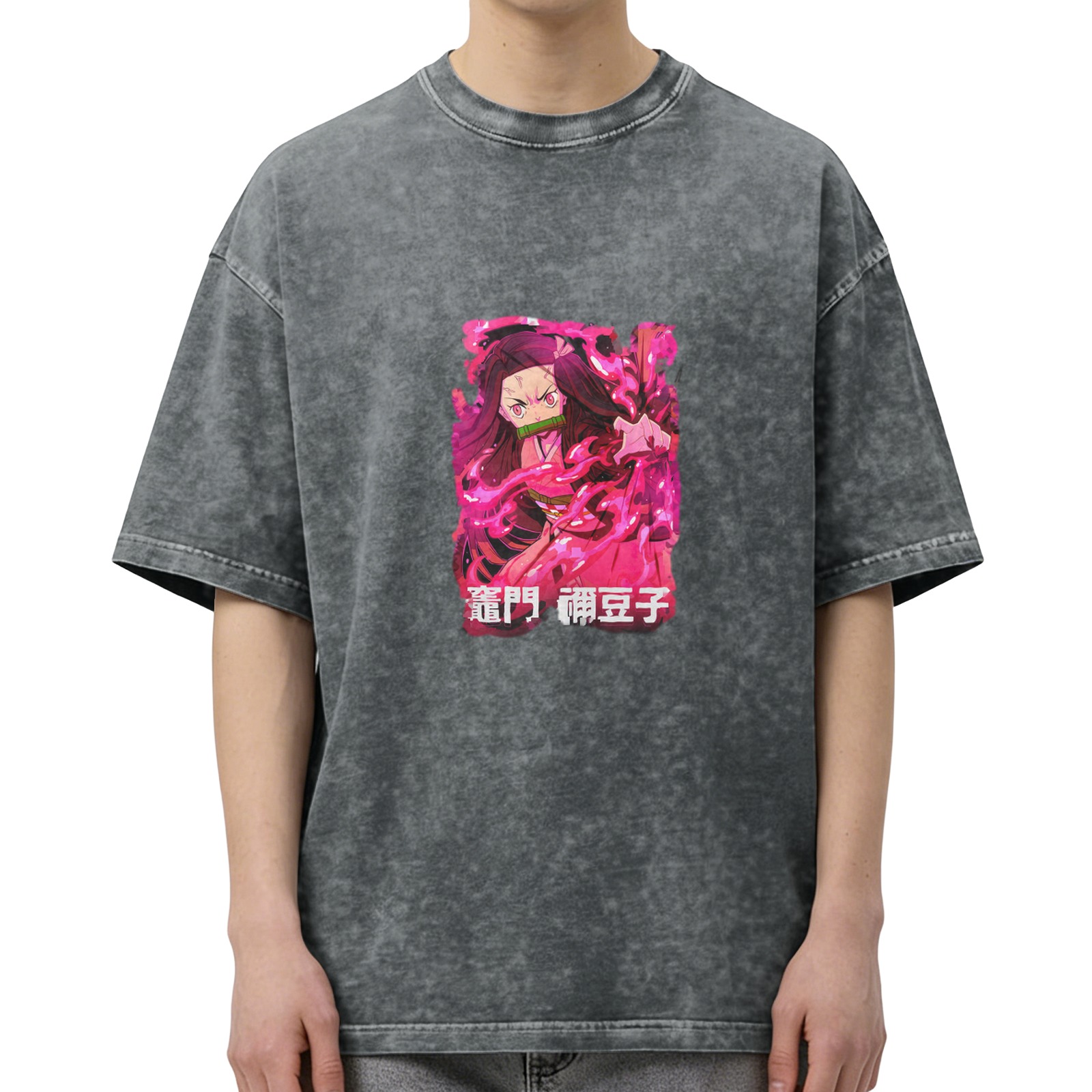 Demon Slayer Nezuko Kamado Anime Graphic Oversized Washed T-Shirt