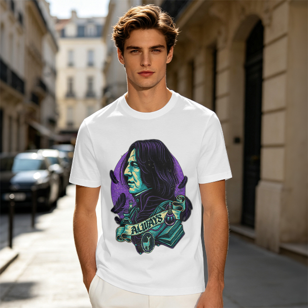 Olive T-Shirt With Severus Snape 'Always' Fantasy Art Print