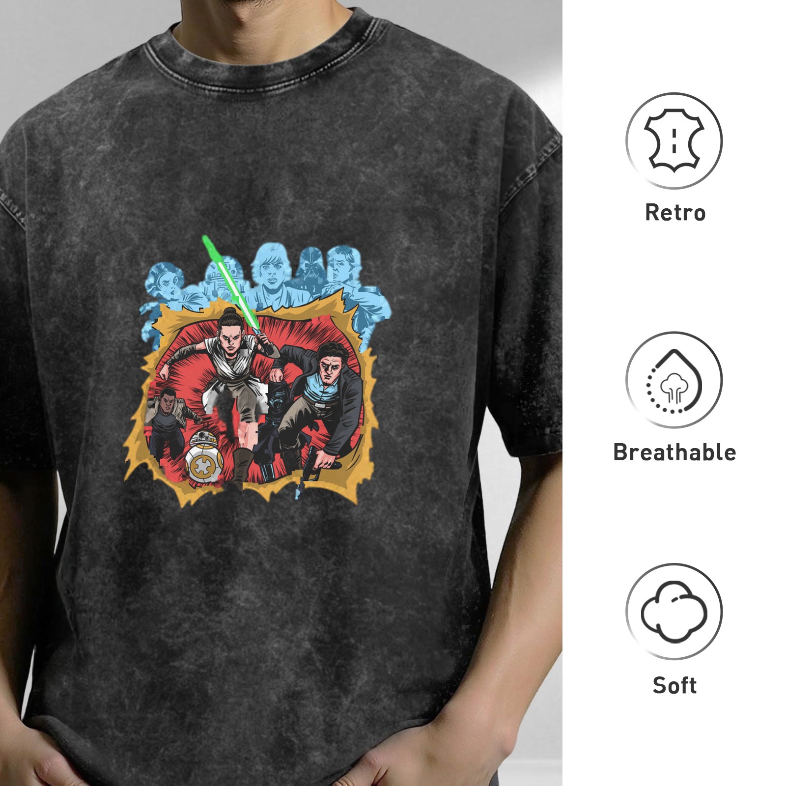 Star Wars Comic Art T-Shirt with Jedi and Characters