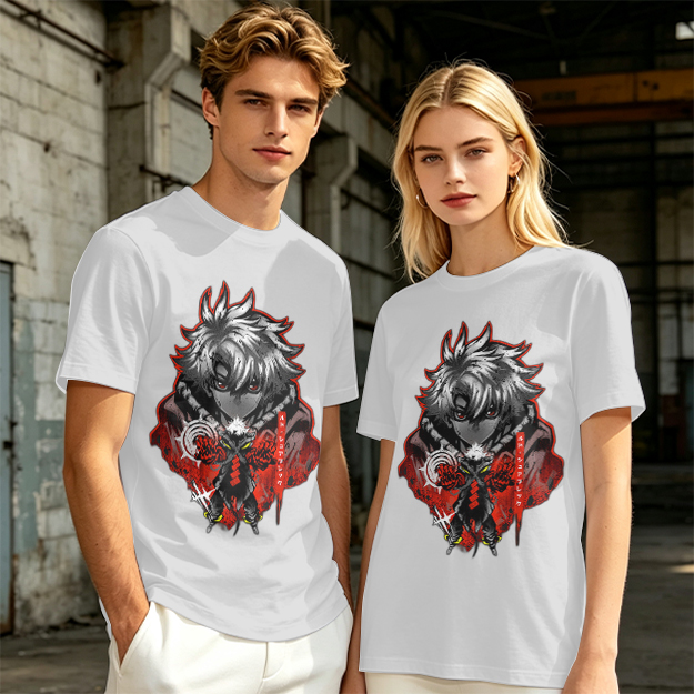 Olive Anime Character Graphic Short Sleeve T-Shirt
