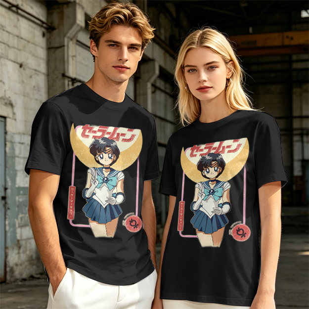 Olive T-shirt with Sailor Mercury anime graphic print