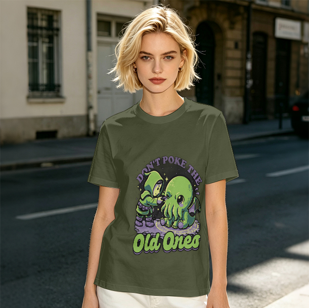Don't Poke The Old Ones Cute Cthulhu Graphic T-Shirt