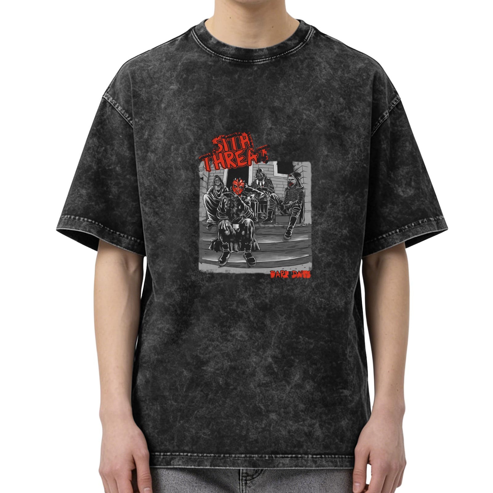 Sith Threat Dark Days Graphic Acid Wash T-Shirt