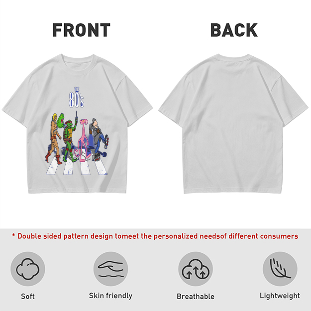 80s Cartoon Characters Abbey Road Crossing Graphic T-Shirt