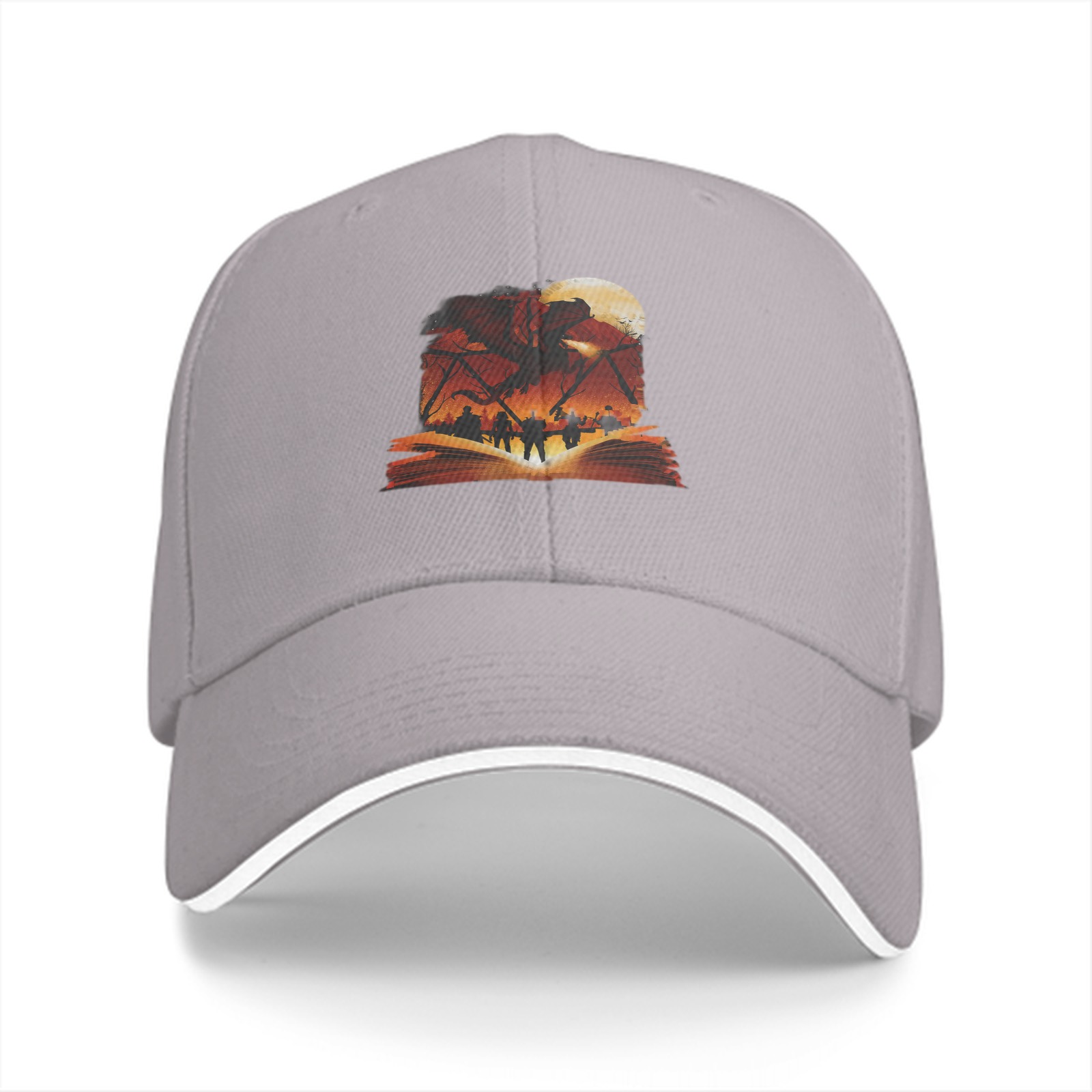 Black Baseball Cap With Fantasy Battle Scene Book Print