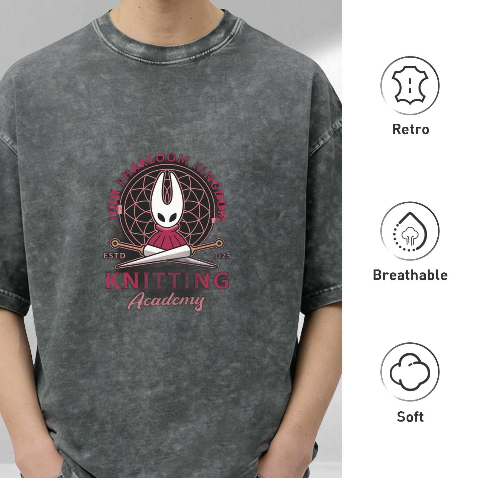 Hollow Knight Hornet Pharloom Kingdom Knitting Academy Oversized T-Shirt