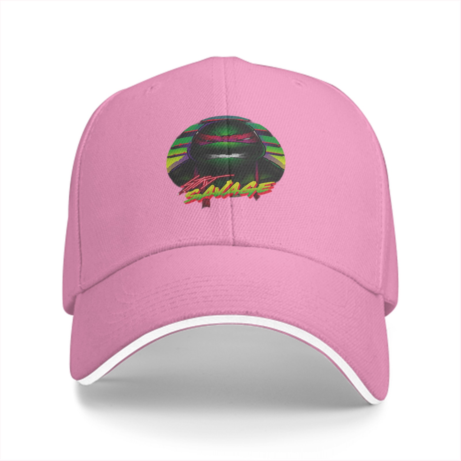 Black Baseball Cap with Ninja Turtle 'Stay Savage' Graphic