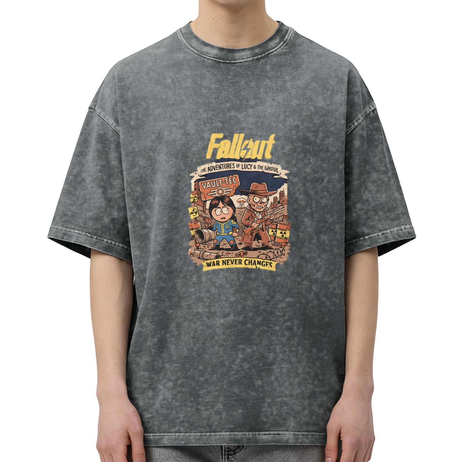 Fallout Lucy and Ghoul War Never Changes Vintage Washed T-Shirt
