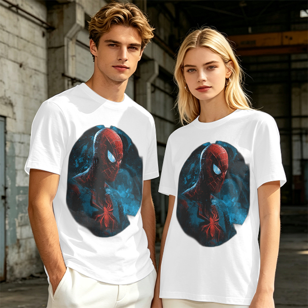 Olive Green T-Shirt with Dark Artistic Spider-Man Print
