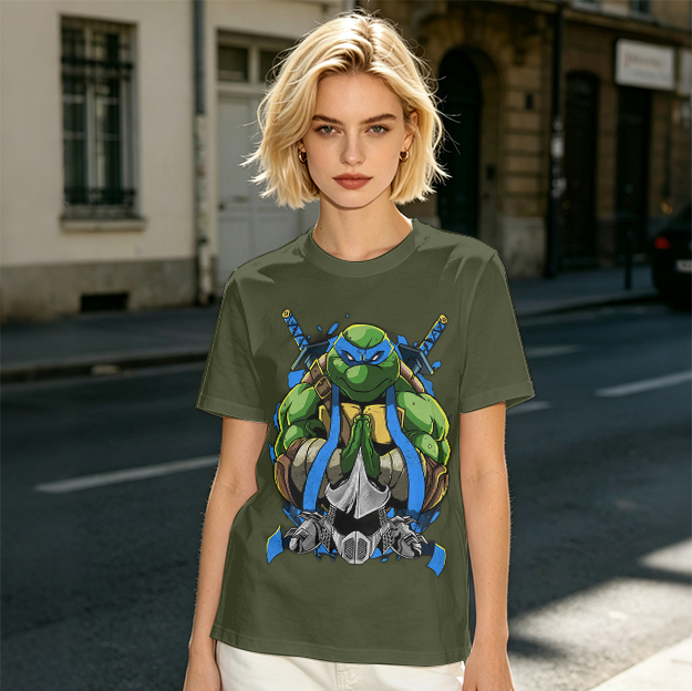 Olive Green Teenage Mutant Ninja Turtles Leonardo Graphic T-Shirt