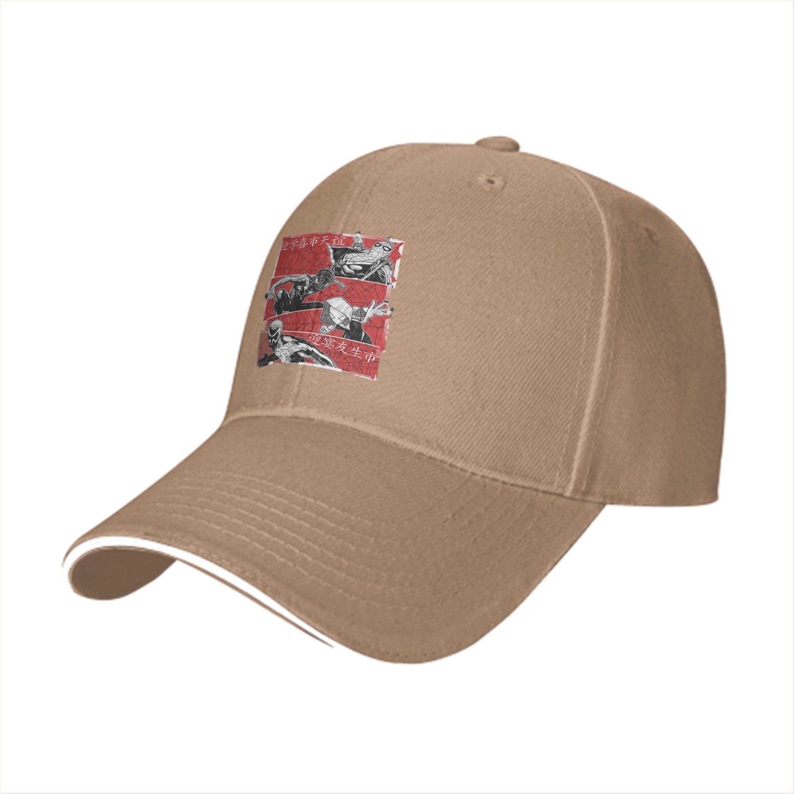 Black baseball cap with manga-style villain character graphic