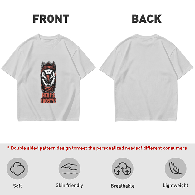 Olive T-shirt with Evil Snowman Here's Frosty Graphic Print