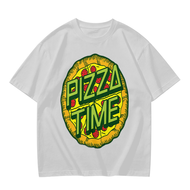 Olive Green Pizza Time Graphic T-Shirt