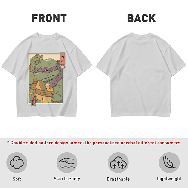Olive T-shirt with Ukiyo-e style Donatello graphic print