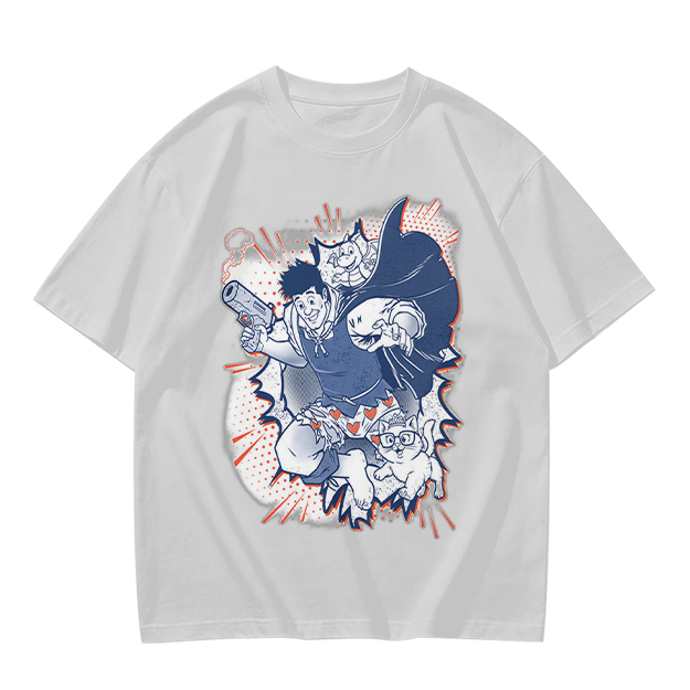 Olive T-Shirt with Playful Comic Style Character Print