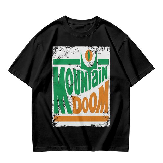 Olive T-shirt with Mountain Doom Themed Graphic Print