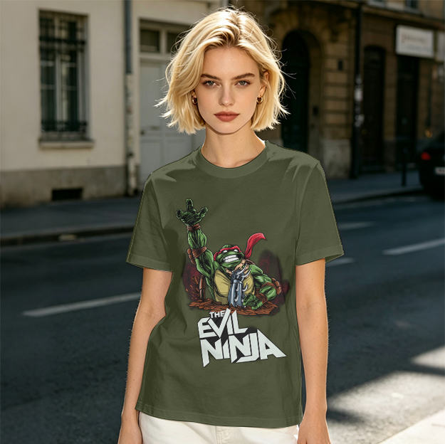 Olive T-Shirt With Evil Ninja Turtle Graphic Print
