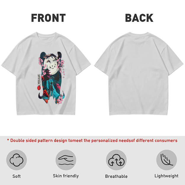 Olive T-shirt with Japanese-inspired moon and cherry blossom graphic