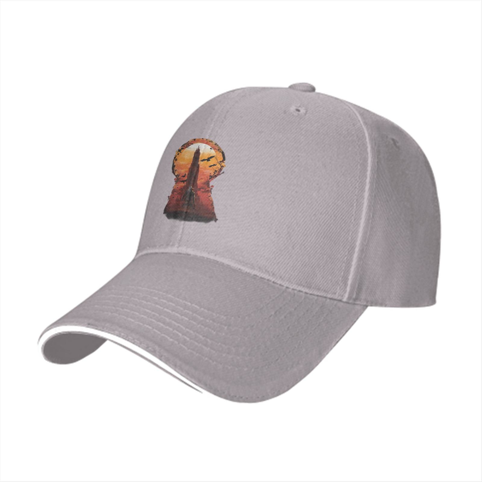 Black Baseball Cap With Keyhole Tower Sunset Art Print
