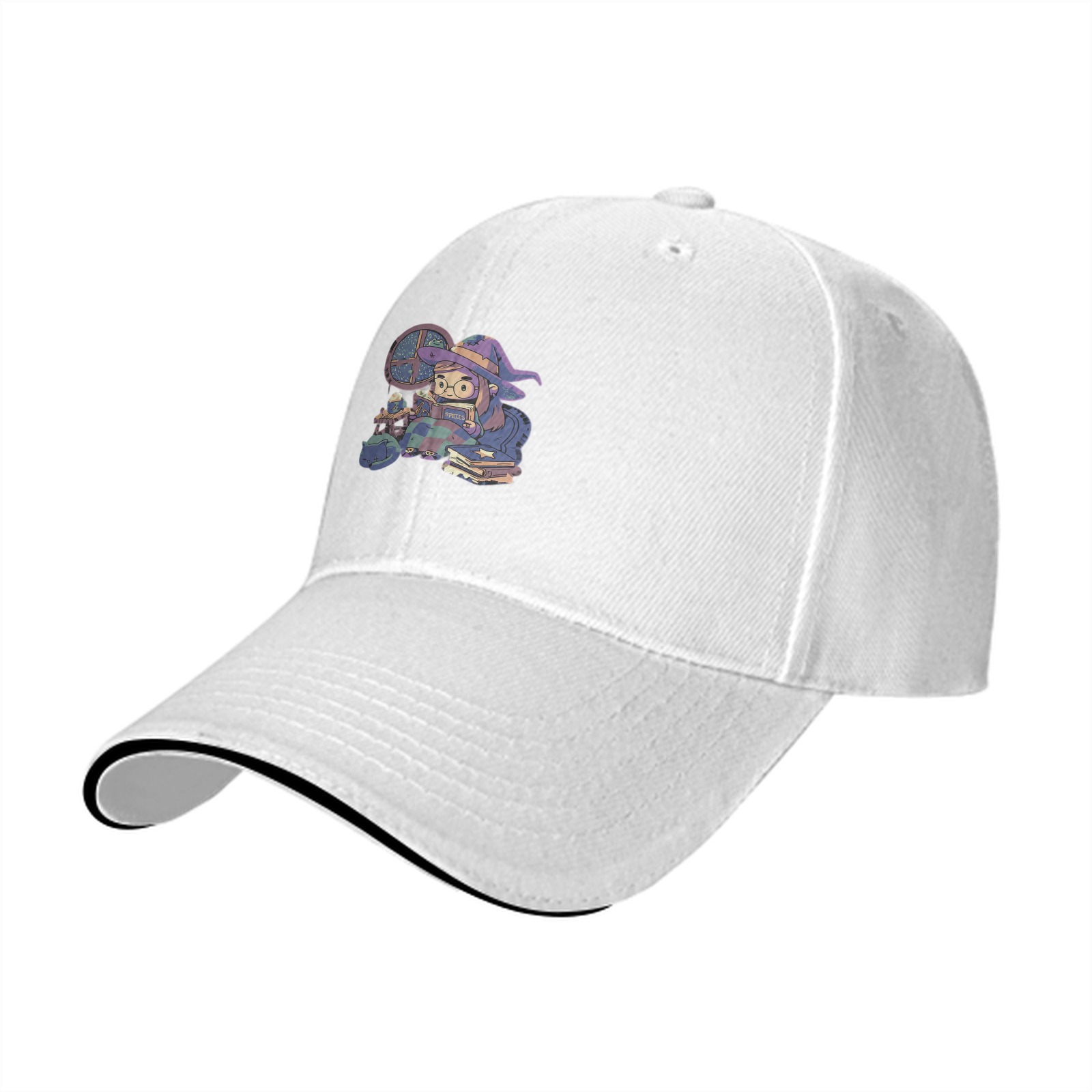 Black Baseball Cap With Cute Witch Reading Art Print