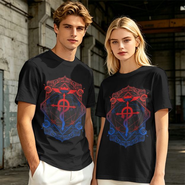 Olive T-Shirt with Fullmetal Alchemist Transmutation Crest Print