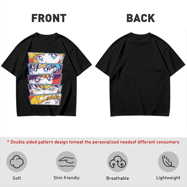 Olive Anime Sailor Moon Character Eyes Graphic T-Shirt