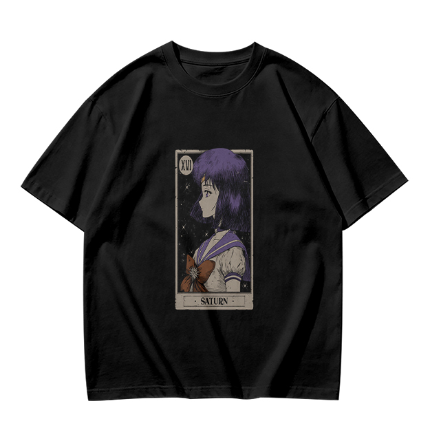 Olive T-Shirt with Sailor Saturn Anime Tarot Print