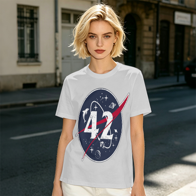 Olive Green Space Themed T-Shirt With Number 42 Graphic