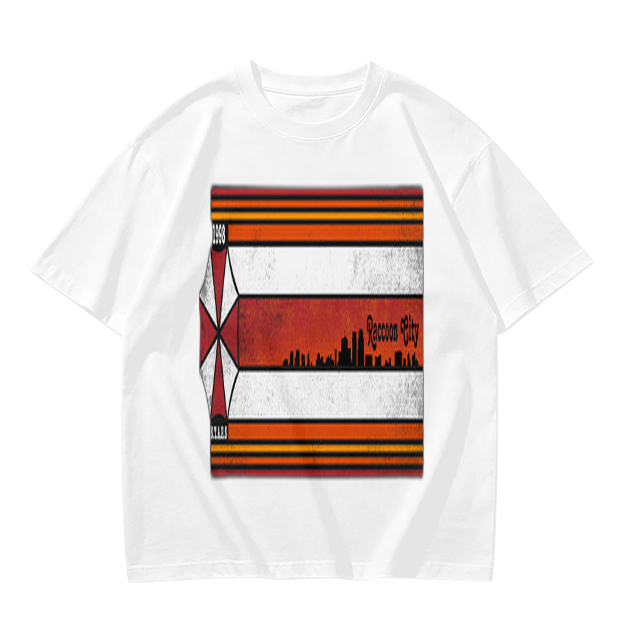 Olive T-Shirt With Retro Striped City Skyline Graphic Print
