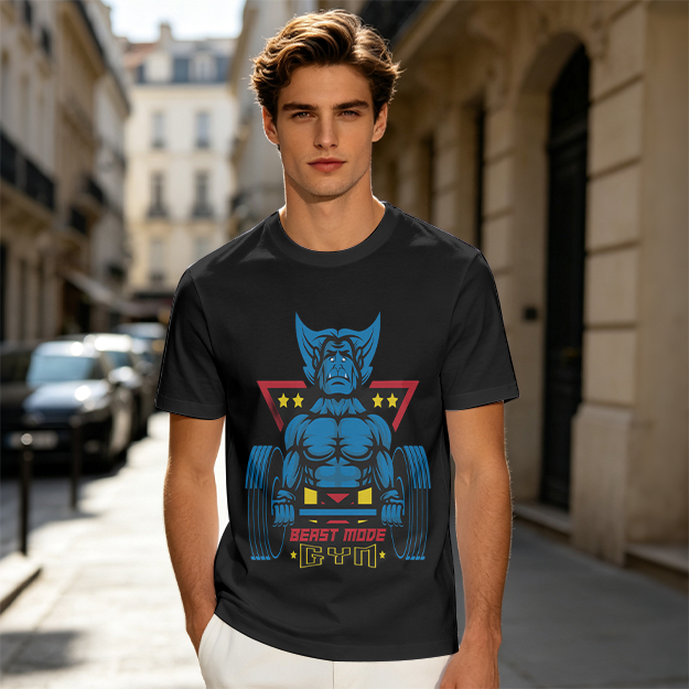 Olive T-Shirt With Beast Mode Gym Lifting Graphic Print