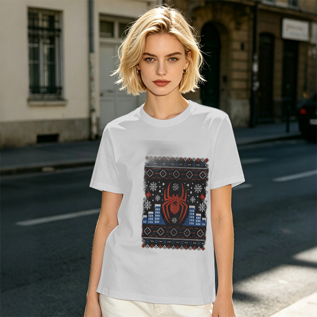 Olive T-Shirt with Spider-Man Christmas Holiday Print