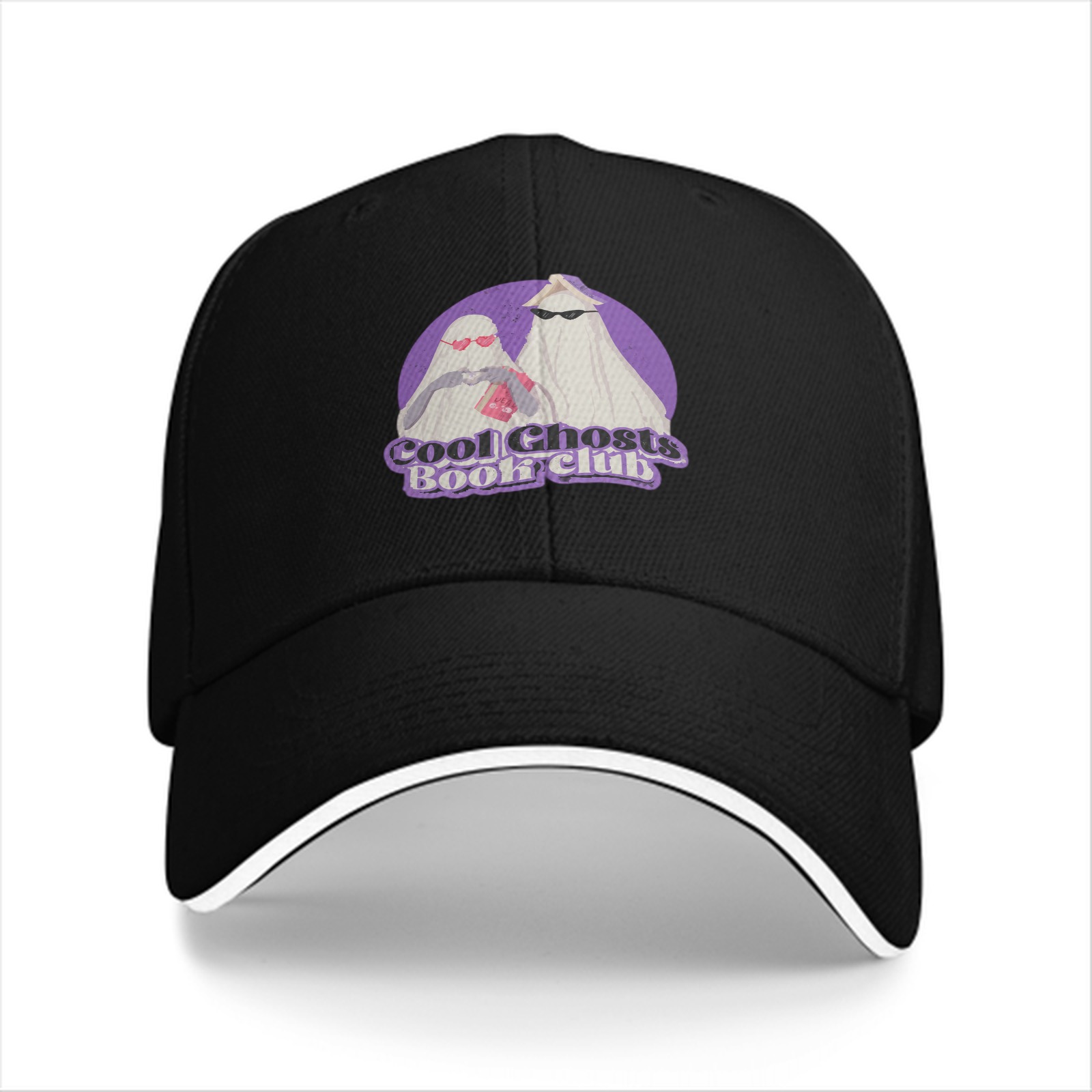 Cool Ghosts Book Club Graphic Black Baseball Cap