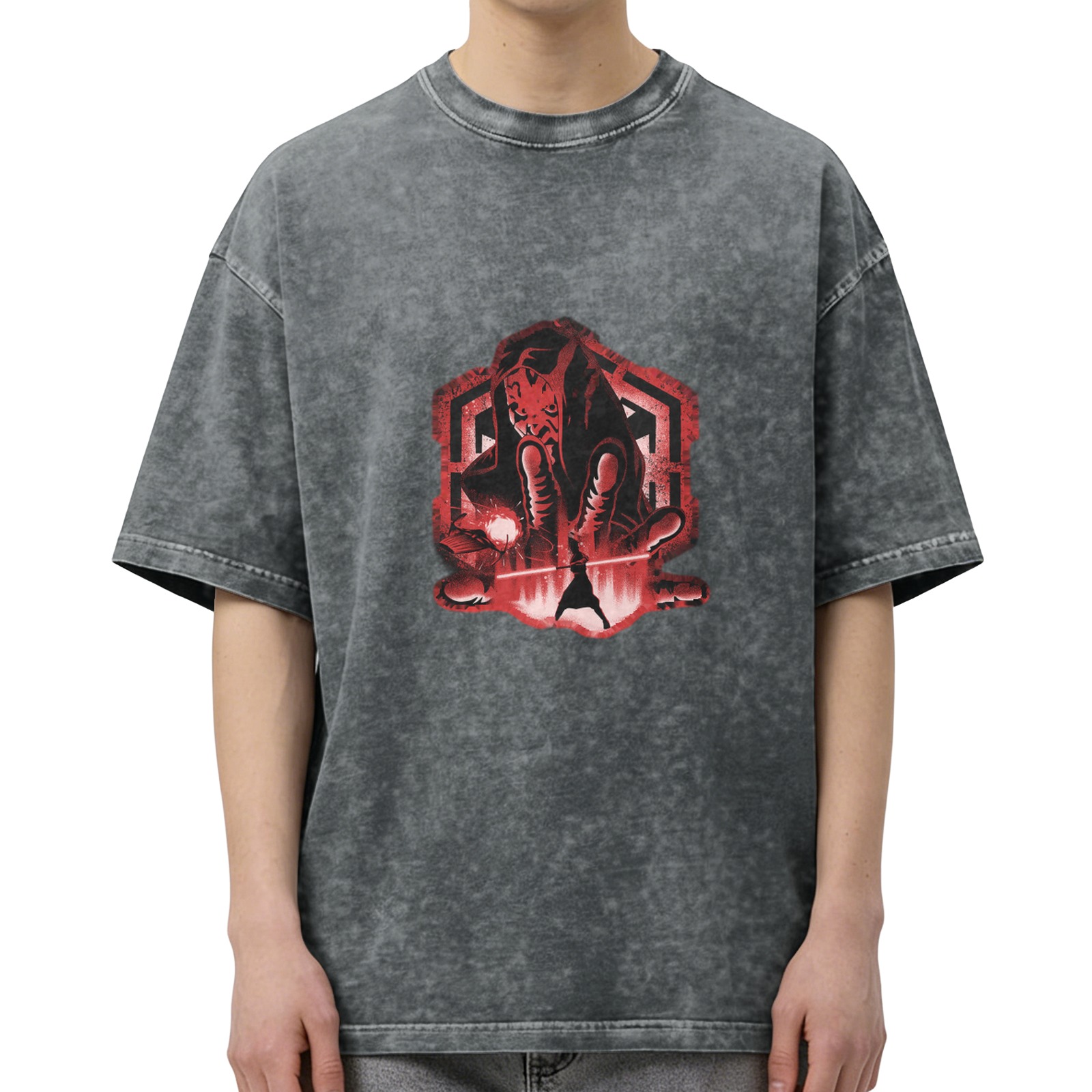 Star Wars Sith Character Graphic Acid Wash Black T-Shirt