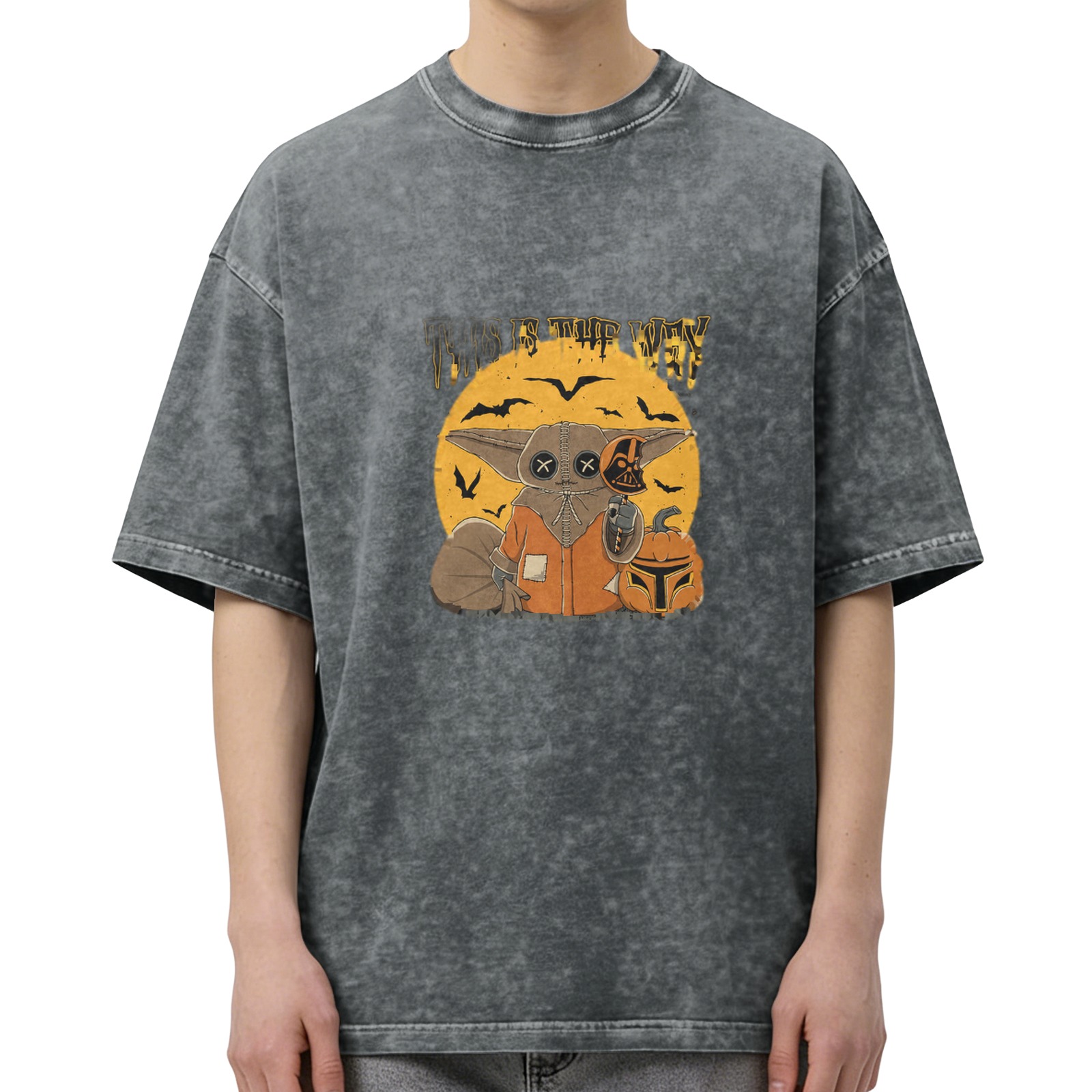 Star Wars Halloween The Child Oversized Acid Wash T-Shirt