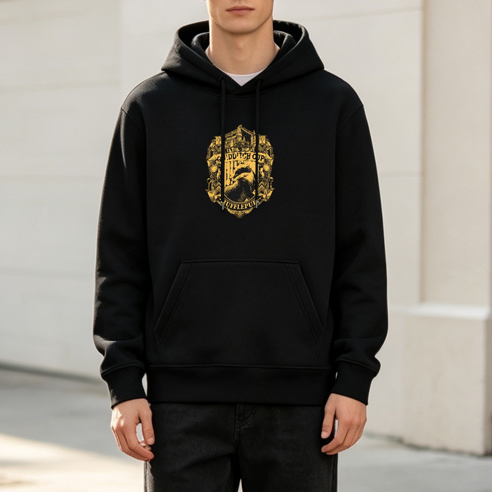 Black Hufflepuff Quidditch Crest Hoodie