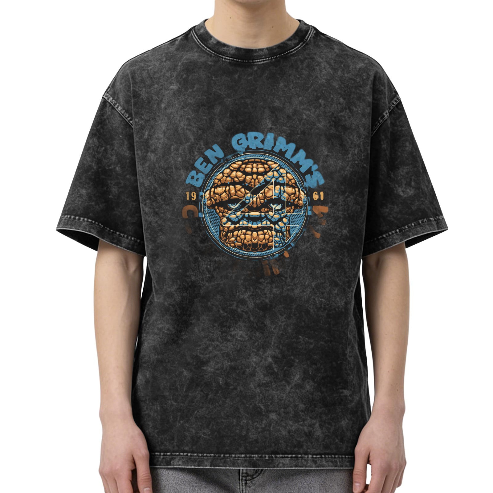 Ben Grimm's The Thing Marvel Vintage Graphic Acid Wash T-Shirt