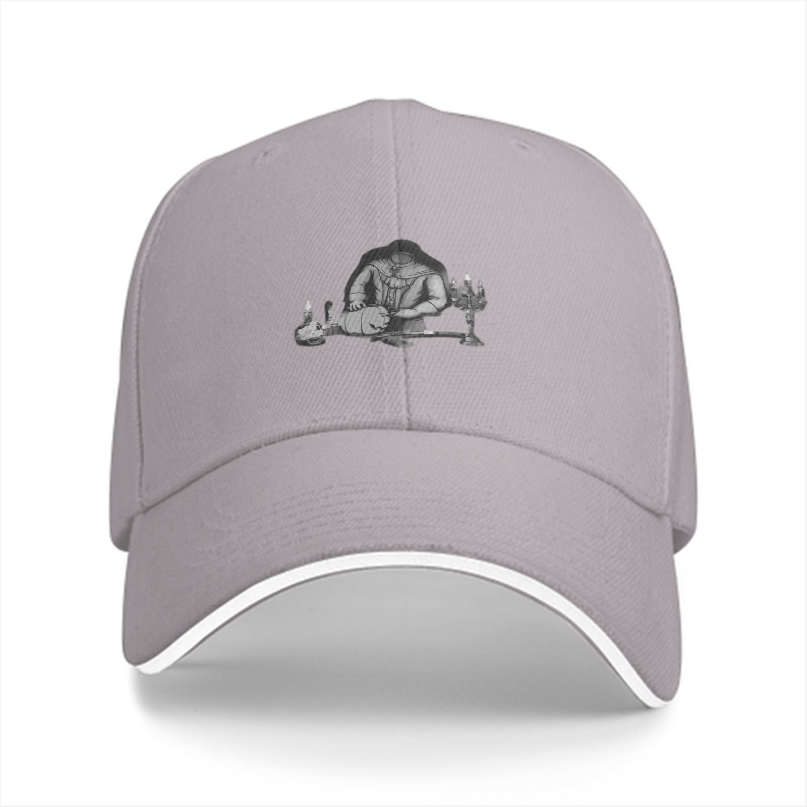 Black baseball cap with Halloween themed graphic print