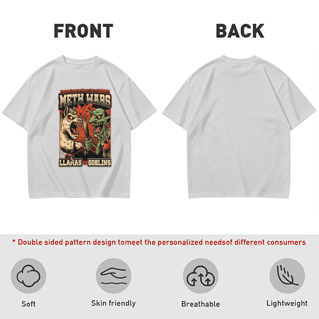 Meth Wars Llamas vs Goblins Graphic T-Shirt