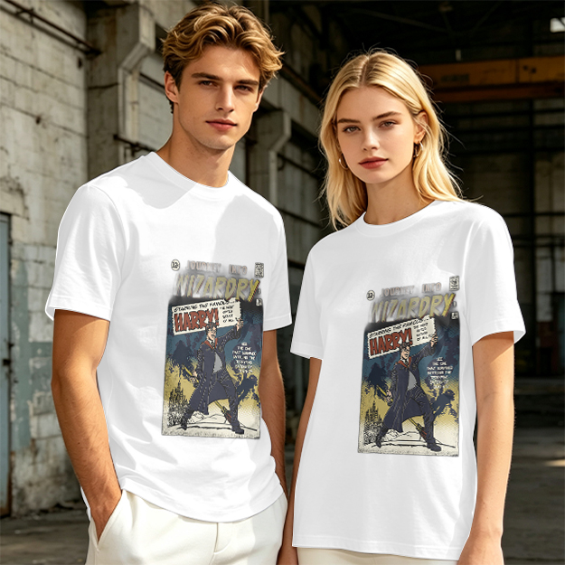 Olive T-Shirt With Wizardry Comic Style Harry Print