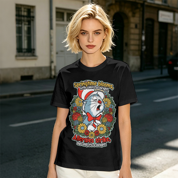 Springtime Allergies Cat Graphic T-Shirt