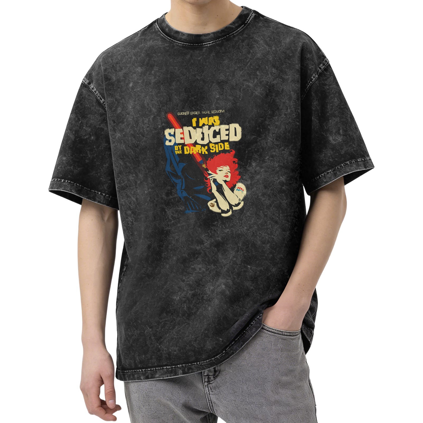 I Was Seduced By The Dark Side Star Wars Inspired Vintage Wash Graphic T-Shirt