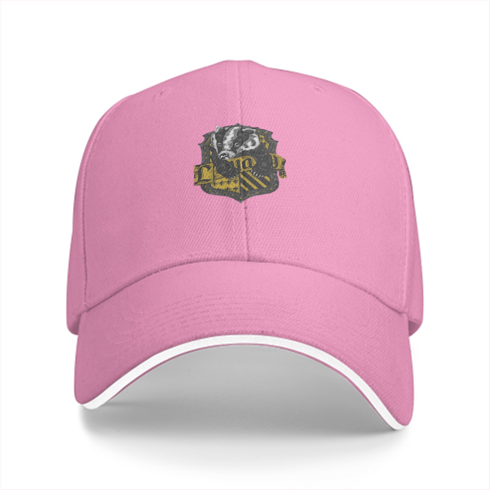 Black Baseball Cap With Hufflepuff Badger Crest Design