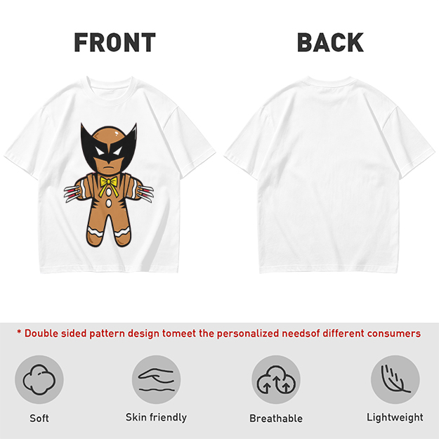 Olive T-Shirt With Gingerbread Wolverine Superhero Print
