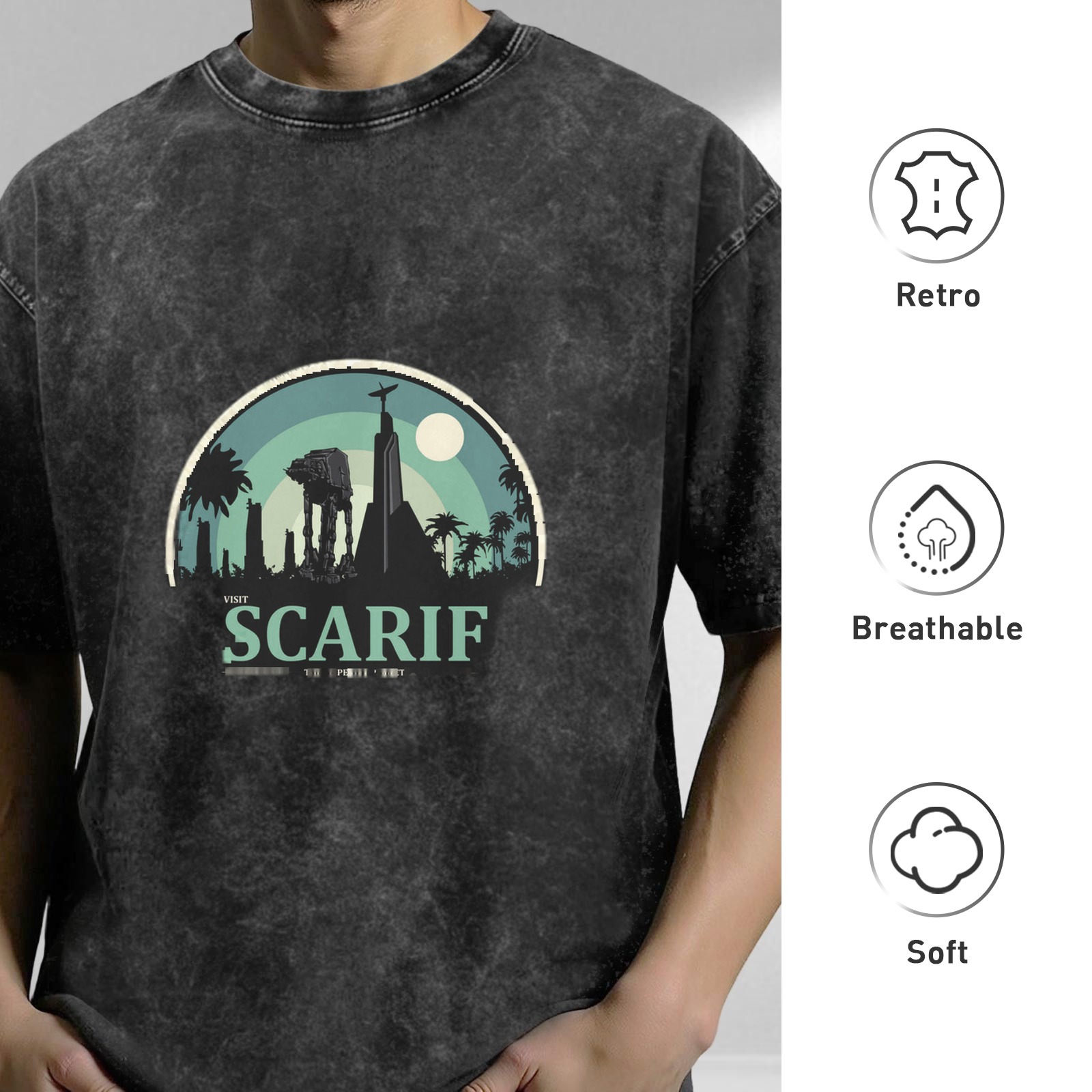 Visit Scarif Star Wars Graphic Acid Wash T-Shirt