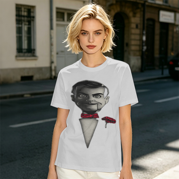 Olive T-Shirt With Ventriloquist Dummy Print