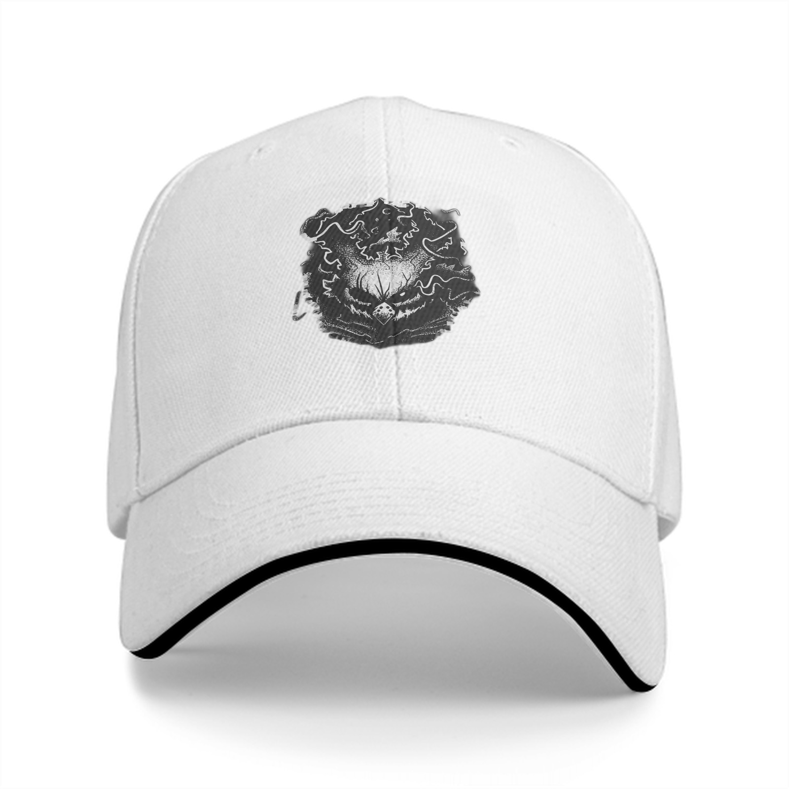 Black Baseball Cap With Dark Evil Owl Graphic Print